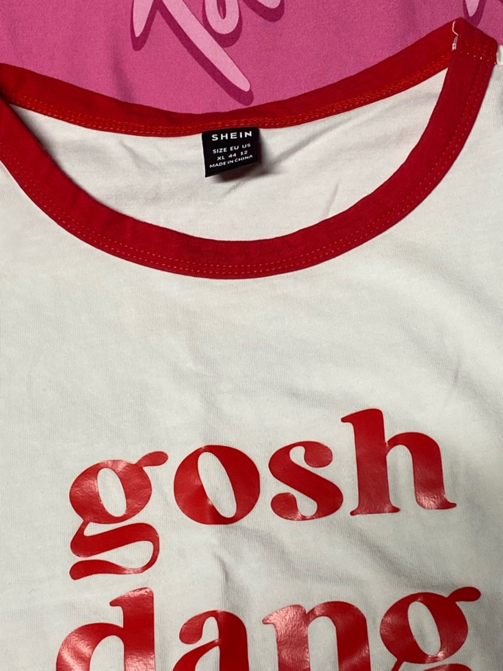 NWOT SHEIN Plus Size Funny Swear Word White Red Tshirt Crop Shirt Top Viral - Picture 4 of 4